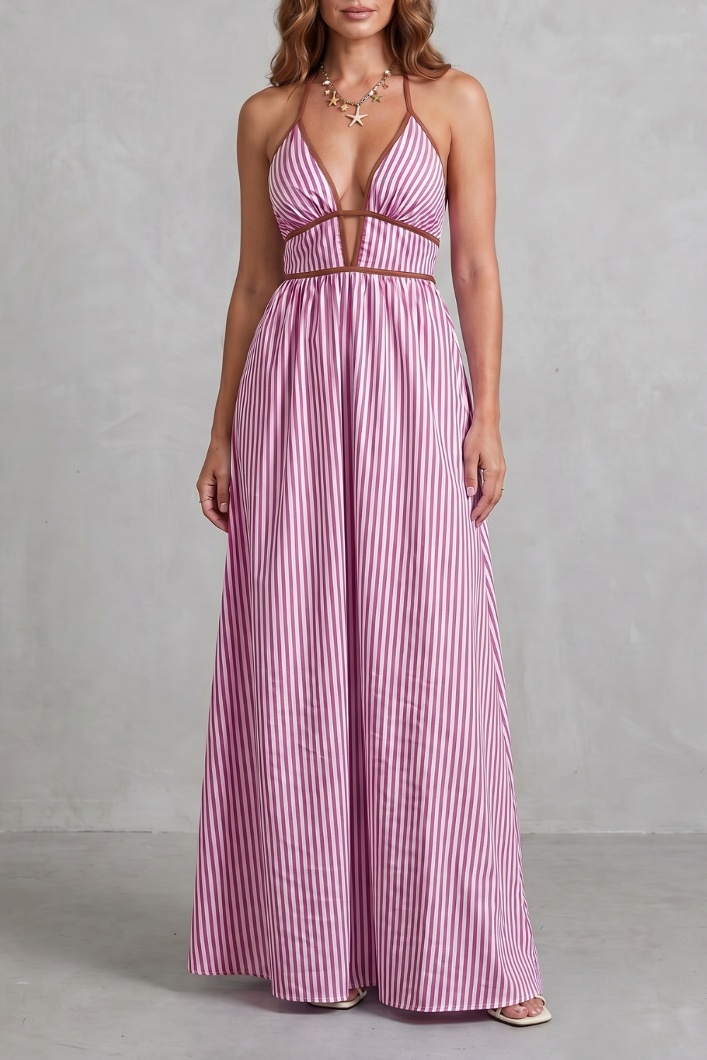 Serelisse – Striped backless silhouette – Maxi dress