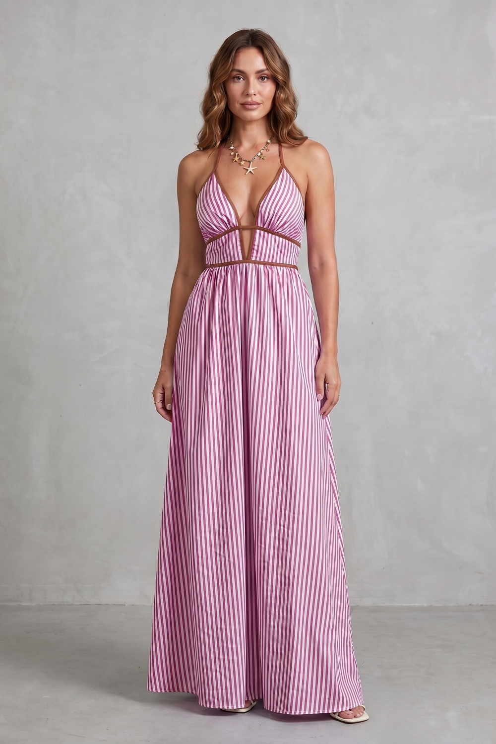 Serelisse – Striped backless silhouette – Maxi dress