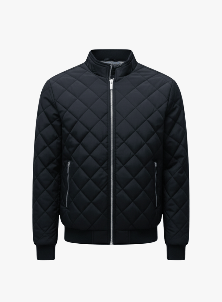 Emma & Rose Cape Town Mauritz quilted winter jacket with a cozy turtleneck, ideal for cold weather.