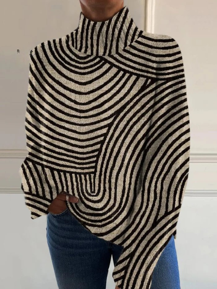 Hand-drawn line turtleneck sweater by Emma & Rose Cape Town featuring a textured knit pattern and classic fit.