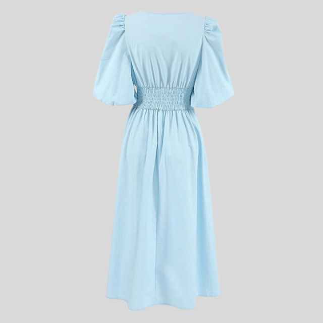 Alorica - Vintage-inspired midi dress with puff sleeves