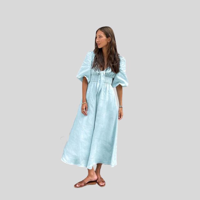 Alorica - Vintage-inspired midi dress with puff sleeves