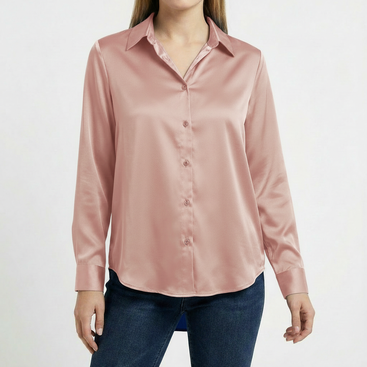 Valeria | Women's Blouse with Classic Collar and Tied Hem | Elegant