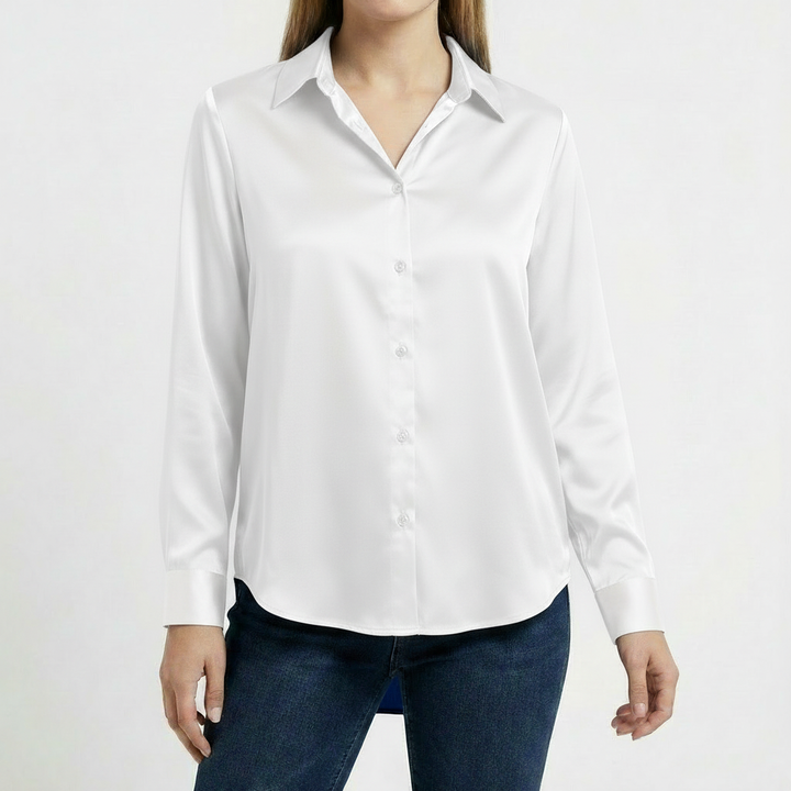 Valeria | Women's Blouse with Classic Collar and Tied Hem | Elegant