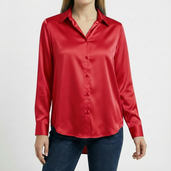 Valeria | Women's Blouse with Classic Collar and Tied Hem | Elegant