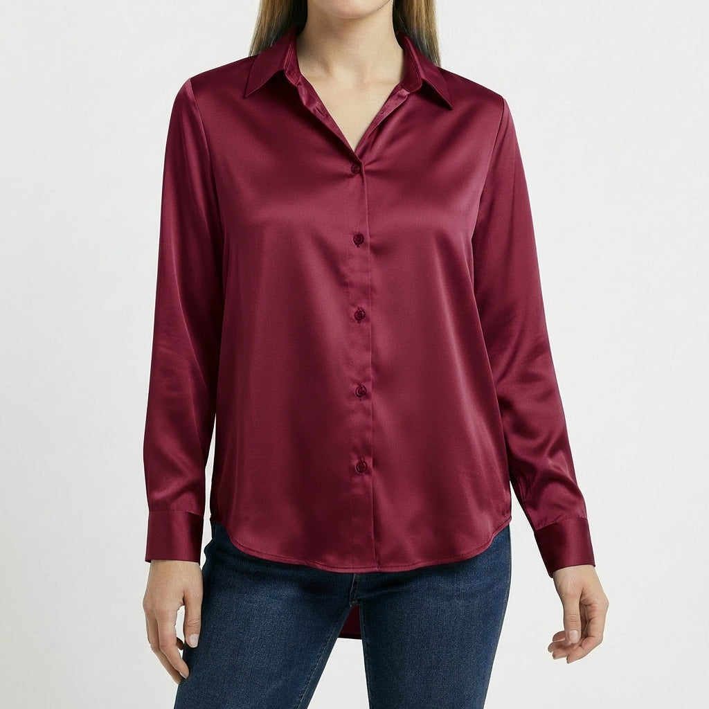 Valeria | Women's Blouse with Classic Collar and Tied Hem | Elegant