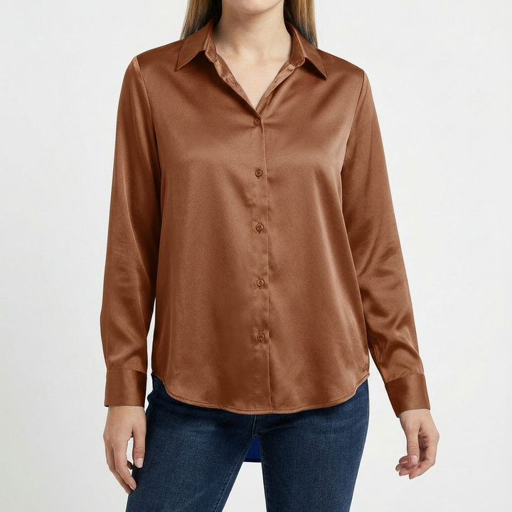 Valeria | Women's Blouse with Classic Collar and Tied Hem | Elegant