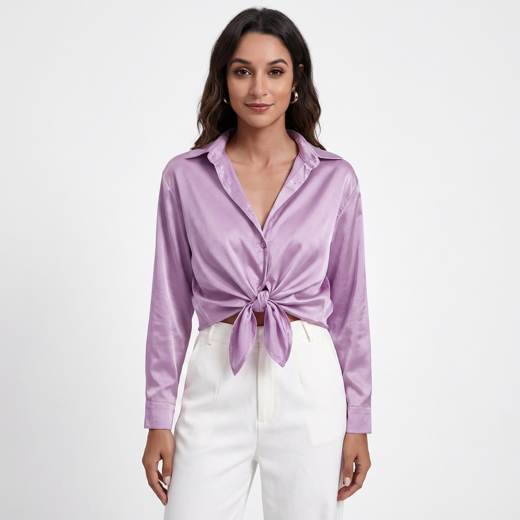 Valeria | Women's Blouse with Classic Collar and Tied Hem | Elegant