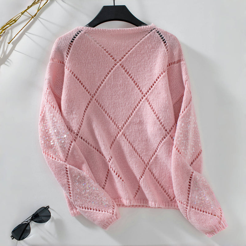 Casual Hollow Knit Pullover