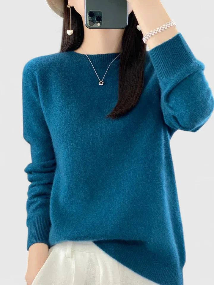 Rizalinda™ comfortable sweater by Emma & Rose Cape Town, featuring a cozy knit fabric and casual fit in a neutral color.