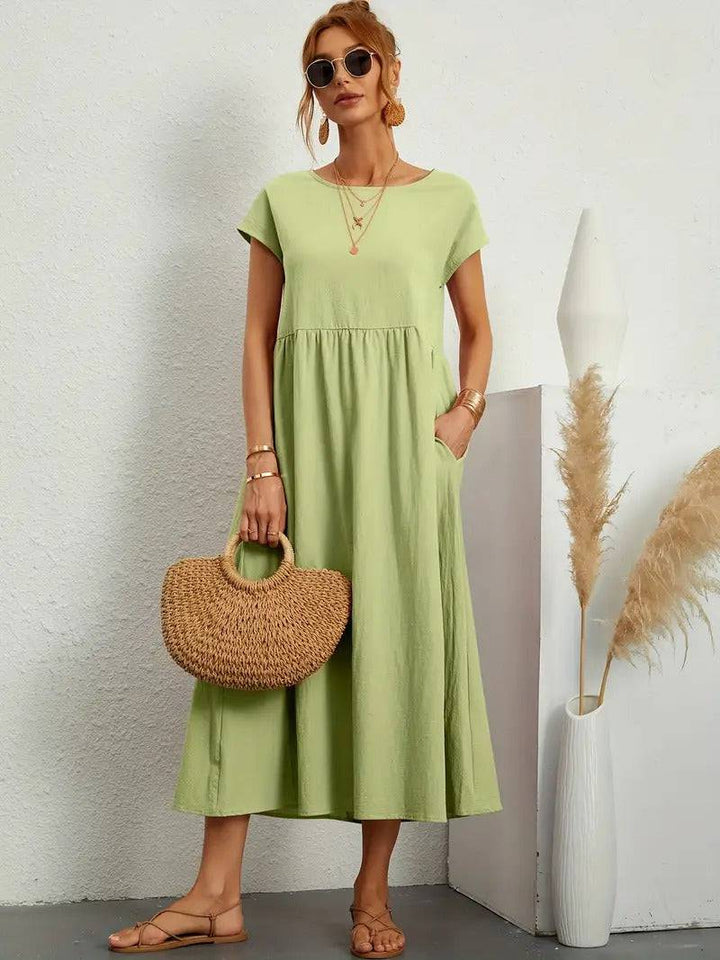 Emma & Rose Manhattan Elisa™ dress pocket, close-up view showing soft fabric and stitched pocket detail.