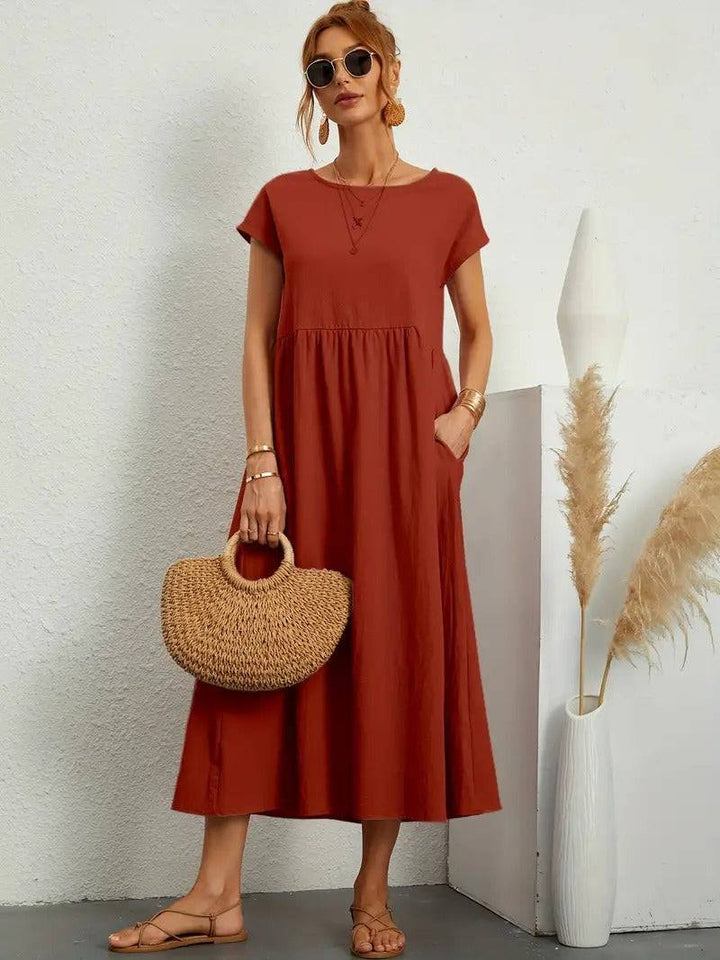 Emma & Rose Manhattan Elisa™ dress pocket with detailed stitching and fabric texture, designed for elegant women's dresses.