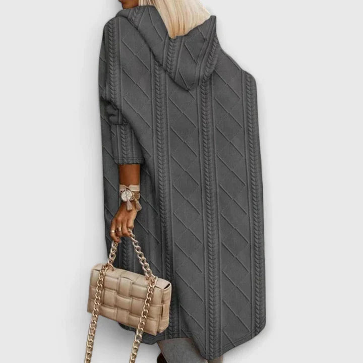 Beige Calystria™ Elegant Cardigan by Emma & Rose Cape Town, stylish knitwear with a soft, textured finish.