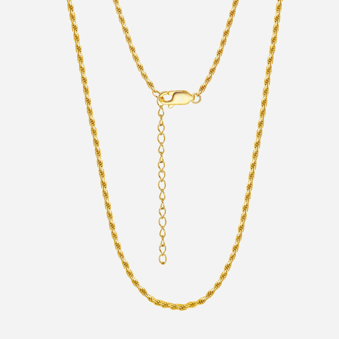 Emma & Rose Cape Town Mikalynne™ 18k gold rope chain, 40.5 cm long, showcasing a sleek, polished jewelry design.