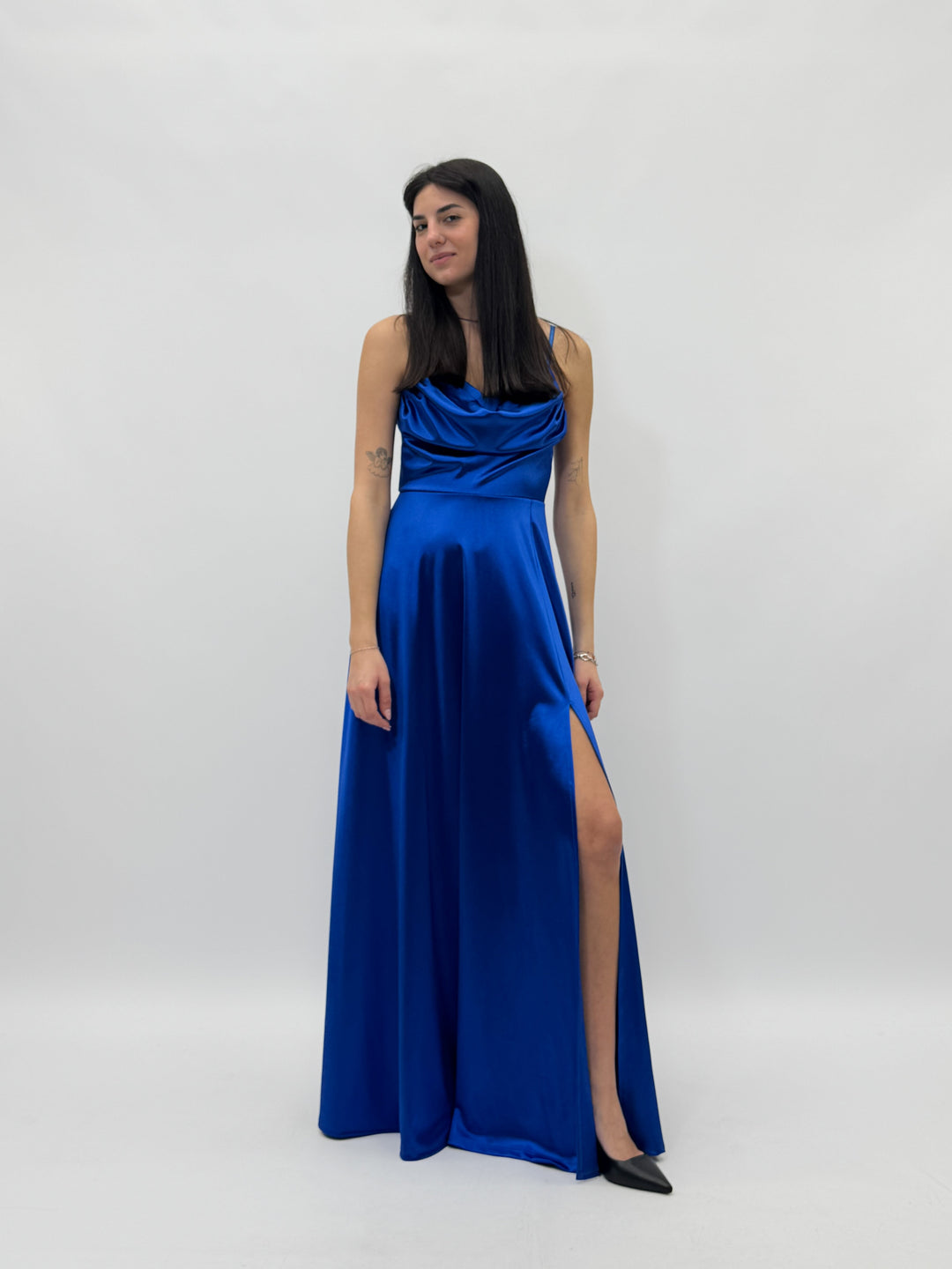 Light blue Bianca™ long dress from Emma & Rose Cape Town, elegant abiti with flowing fabric and stylish design.