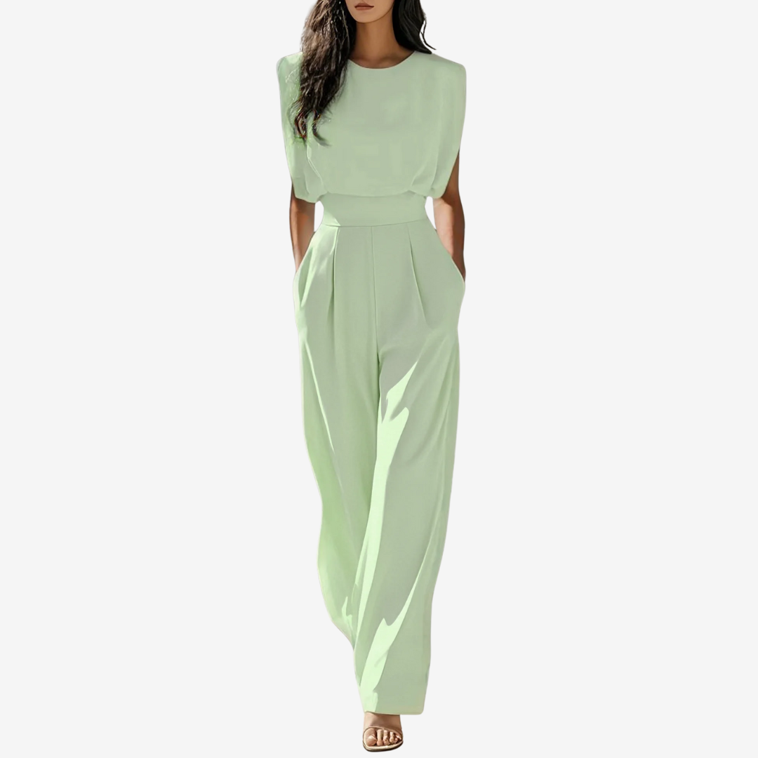 Beige Wiera™ jumpsuit belt from Emma & Rose Cape Town, styled with a sleek, adjustable design and metal buckle.