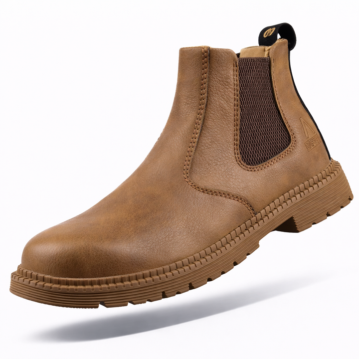 Black Vera™ indestructible men's boots by Emma & Rose Cape Town, featuring rugged design and sturdy construction.