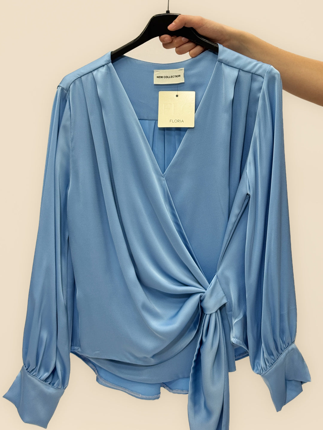 Black Xenia™ camicie shirt by Emma & Rose Cape Town featuring crossed soft luxurious fabrics and a stylish shirt knot.