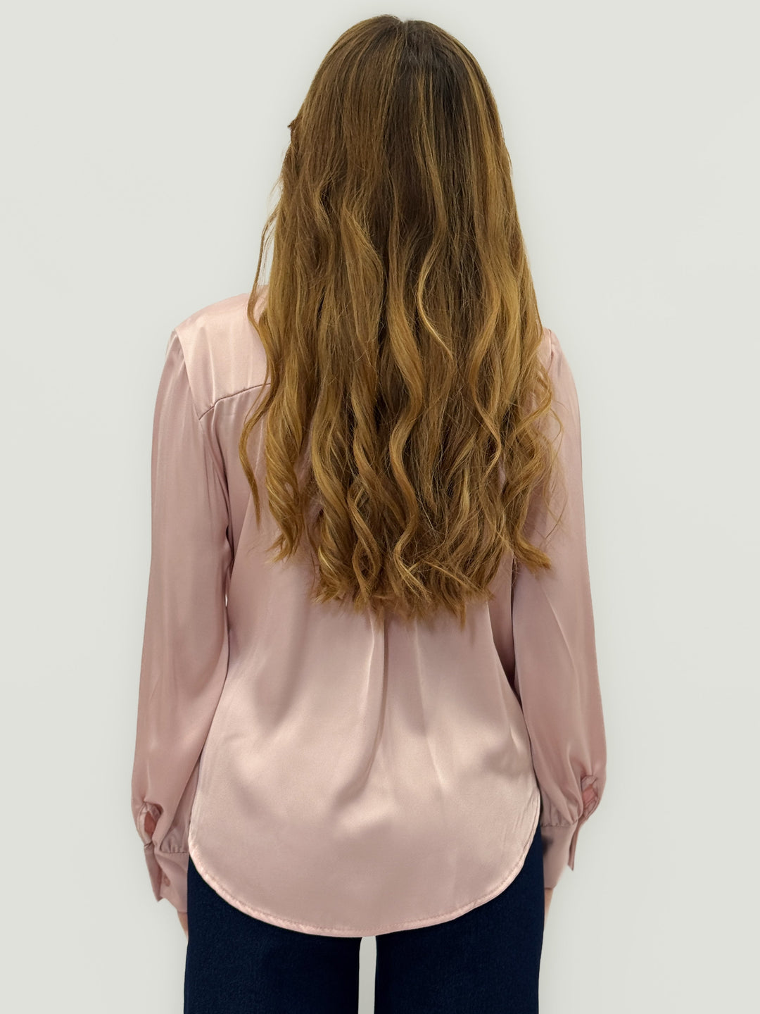 Black Xenia™ camicie shirt by Emma & Rose Cape Town with crossed soft luxurious fabrics and stylish shirt knot detail.