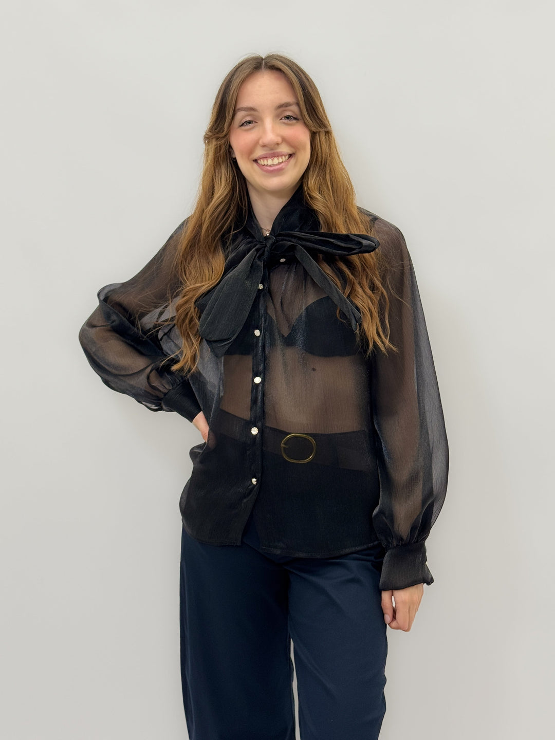 Light blue Luminous™ maxi shirt with bow detail from Emma & Rose Cape Town, stylish camicie with elegant design.