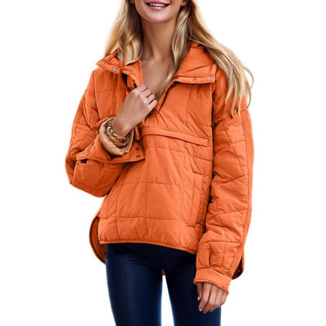 Dark brown Farrell™ hooded pullover jacket by Emma & Rose Cape Town, featuring a cozy hood and casual style.