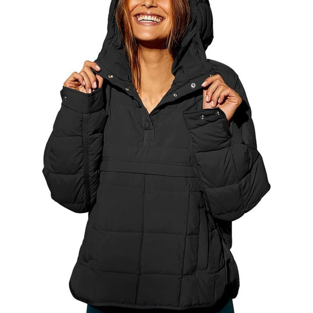 Dark brown Farrell™ hooded pullover jacket from Emma & Rose Cape Town, featuring a comfortable hood and casual fit.