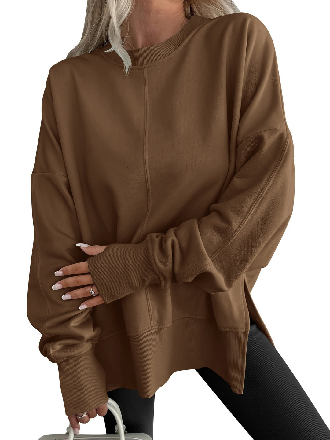 Emma & Rose Cape Town Gwen oversized long sleeve sweatshirt in gray, soft and comfortable with a relaxed fit and casual style.