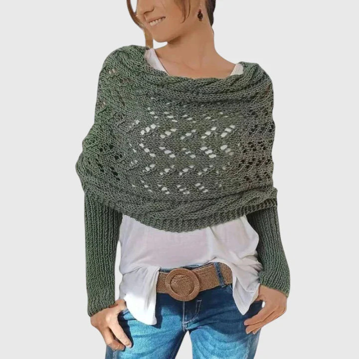 Grey and green Lynoreviah elegant scarf by Emma & Rose Cape Town, soft fabric with stylish drape and intricate pattern.