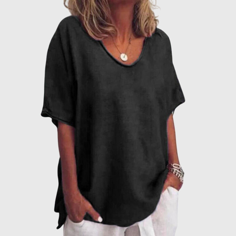 Emma & Rose Cape Town Annabelle™ elegant loose top in grey, featuring a relaxed fit and stylish design.