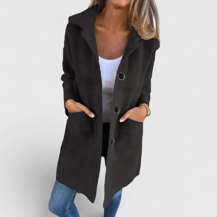 Emma & Rose Cape Town Emile elegant purple coat, stylish jacket with tailored fit and classic design.