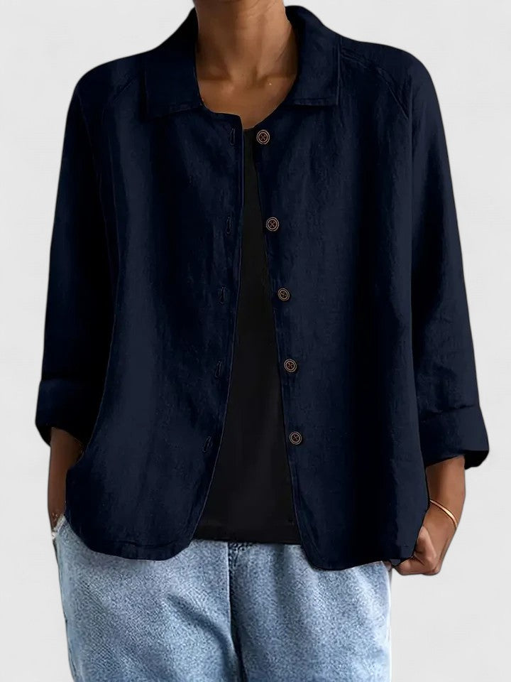 Light blue Claudine™ sophisticated top by Emma & Rose Cape Town, stylish and elegant women's blouse with classic design.
