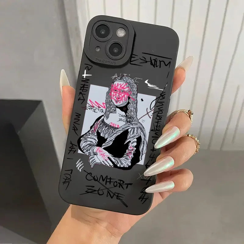 Emma & Rose Cape Town Vandalis iPhone XS Max case with black Mona Lisa design, stylish men's accessory for iPhone protection.
