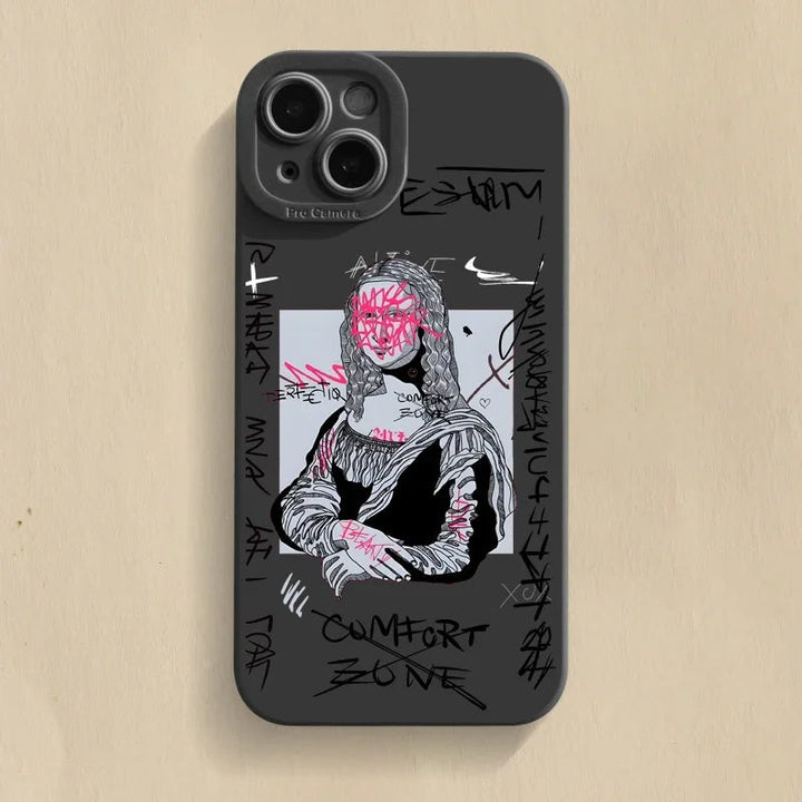 Black Vandalis iPhone XS Max case by Emma & Rose Cape Town featuring a Mona Lisa design, men's accessories style.