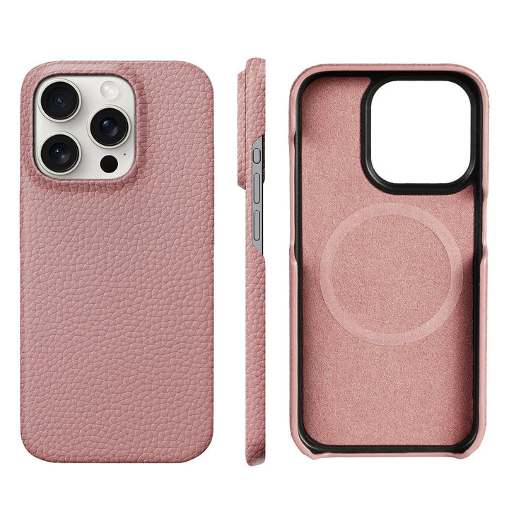 Orange leather iPhone 17 Pro Max case from Emma & Rose Cape Town, designed as a stylish men's accessory.