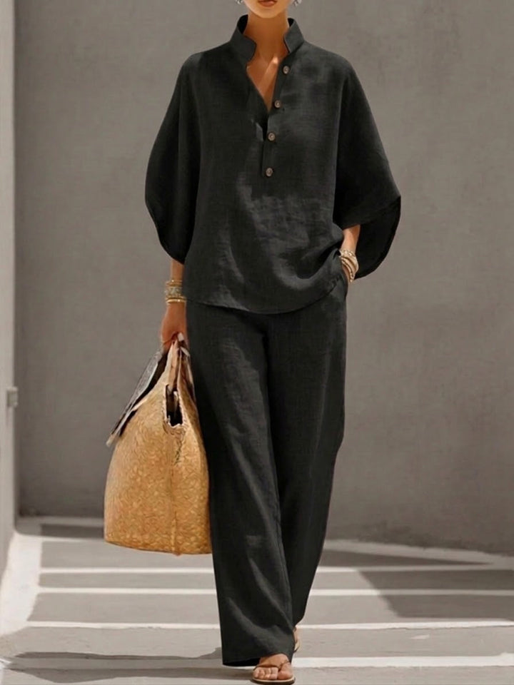 Navy blue Mariel™ Elegant Comfort Set by Emma & Rose Cape Town, featuring a cozy, stylish sleepwear or loungewear ensemble.