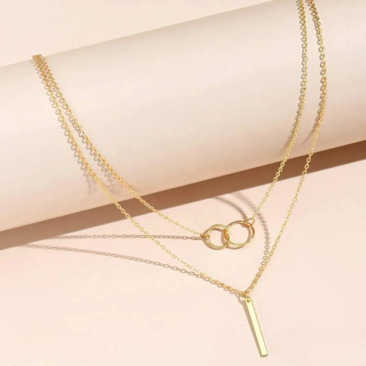Emma & Rose Cape Town Retro Double Circle Pendant Necklace with layered silver-tone circles on a delicate chain