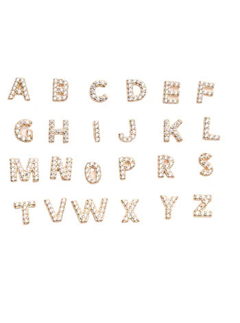 Emma & Rose Cape Town Mikhaela 18k Gold letter earrings, elegant gold earrings featuring letter design, stylish jewelry accessory.