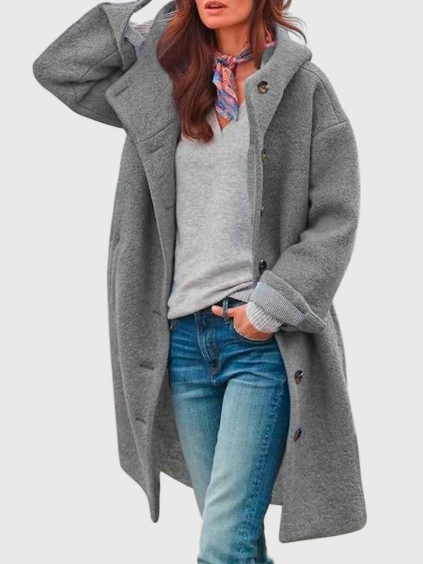 Emma & Rose Cape Town Camerislyn™ Elegant Pink Coat on model, stylish women’s outerwear with tailored fit and sophisticated design.
