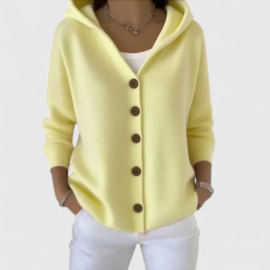 Pink Rhezalynn™ elegant cardigan by Emma & Rose Cape Town, shown in a soft, stylish knit with a fitted design.