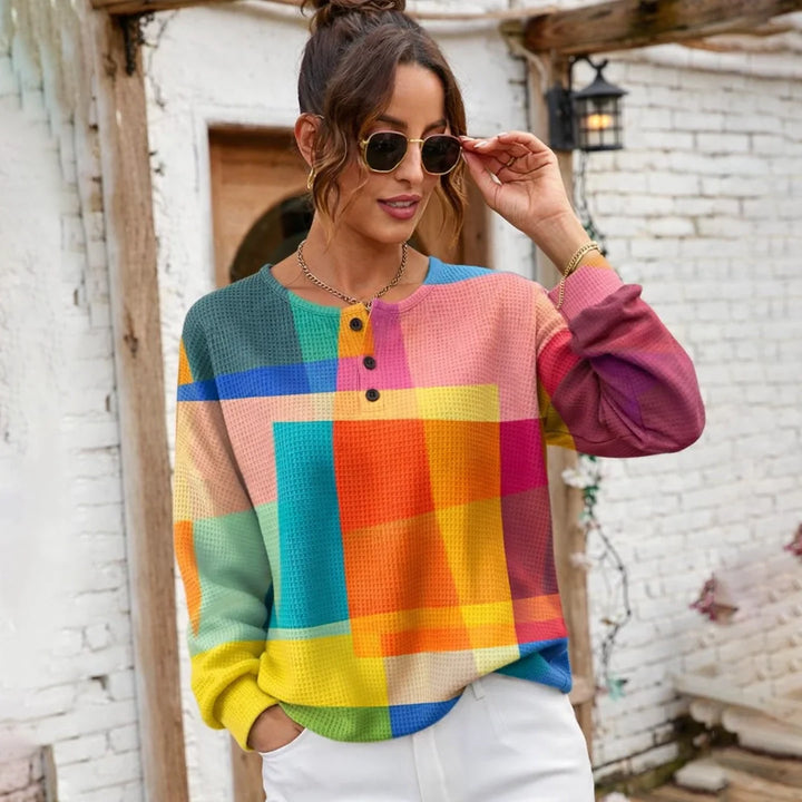 Multicolour Chloé™ jumper with a cozy knit, featuring vibrant patterns, worn by a model showcasing its stylish design.