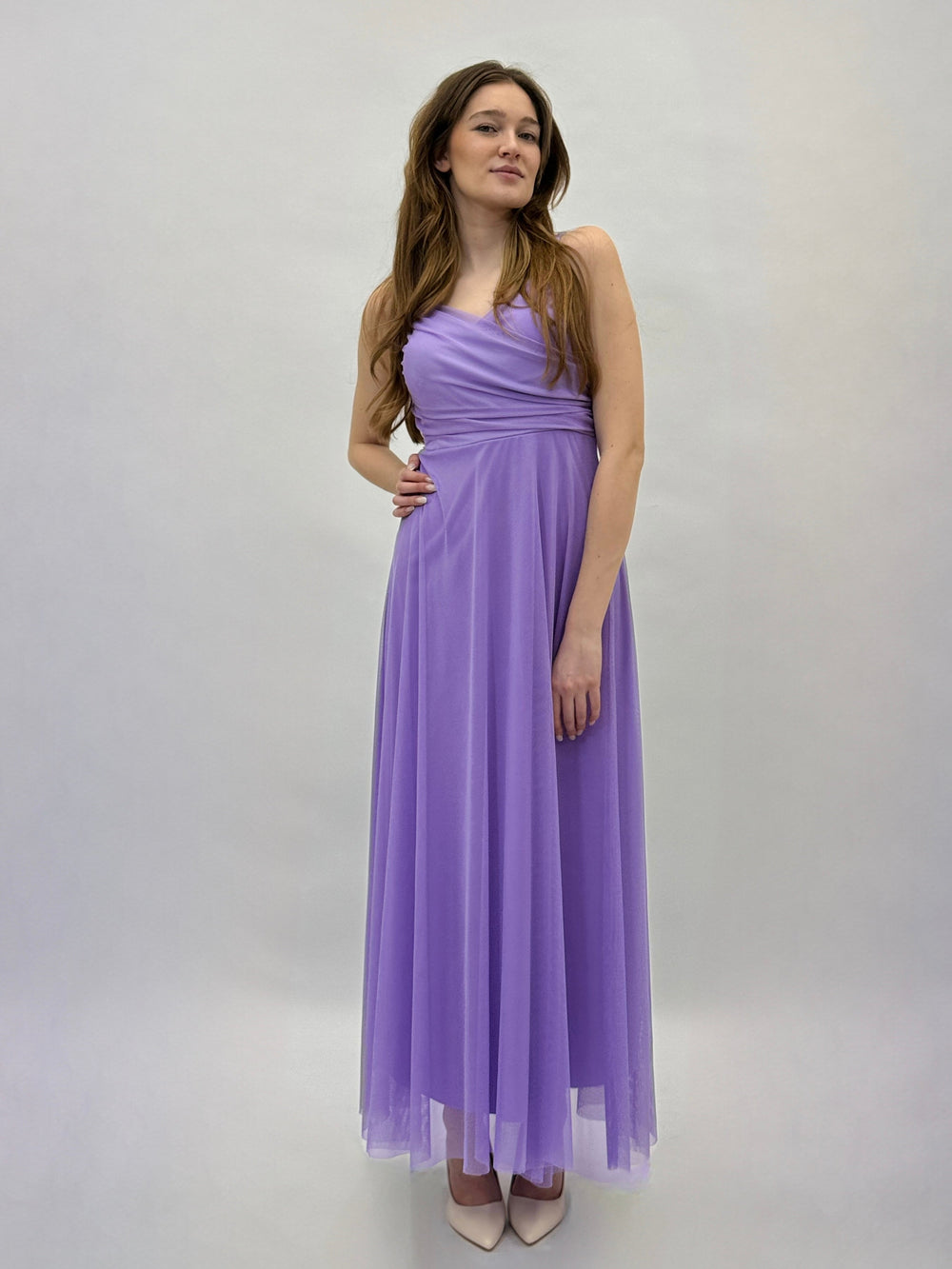 Red Allegra™ flowing dress by Emma & Rose Cape Town, lightweight fabric, elegant design, showcased on a mannequin.