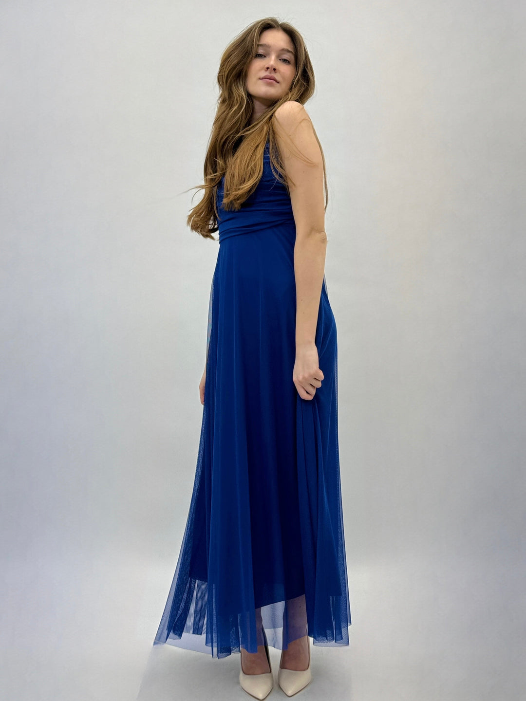 Red Allegra™ flowing dress by Emma & Rose Cape Town, lightweight fabric with elegant drape and stylish design.