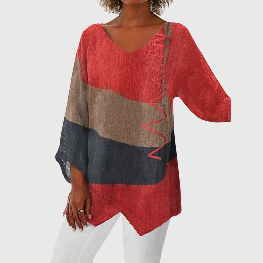 Red Nena™ flattering top by Emma & Rose Cape Town, featuring a stylish, fitted design and elegant neckline.