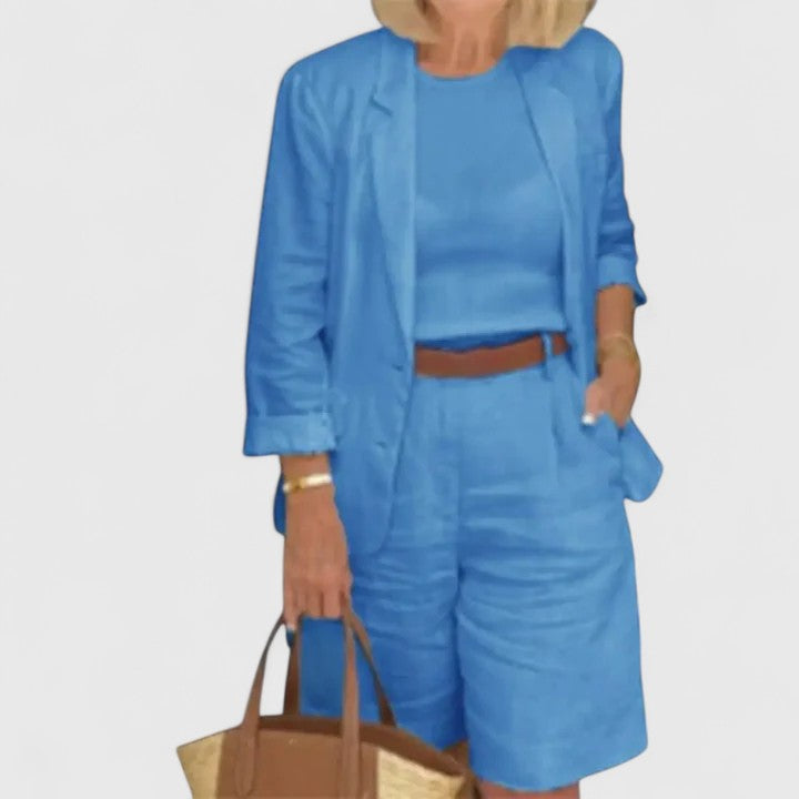 Red Railey™ elegant 2-piece suit set by Emma & Rose Cape Town, featuring tailored blazer and matching trousers.
