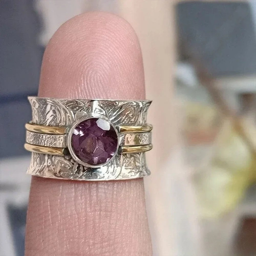Romy™ Bohemian crystal meditation ring by Emma & Rose Cape Town featuring intricate design and sparkling crystal accents.