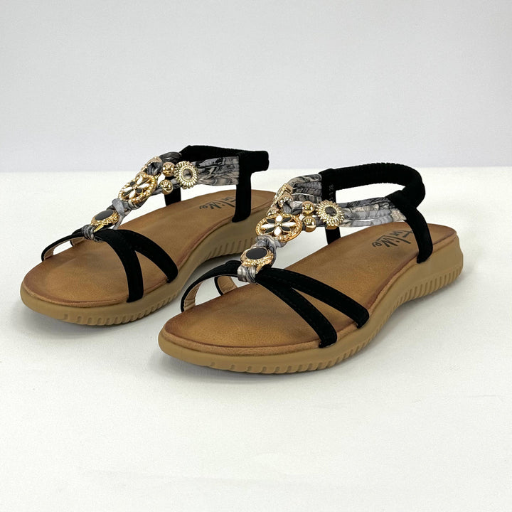 Black Kirsten™ platform sandals by Emma & Rose Cape Town with comfortable straps and chunky heel for casual wear.