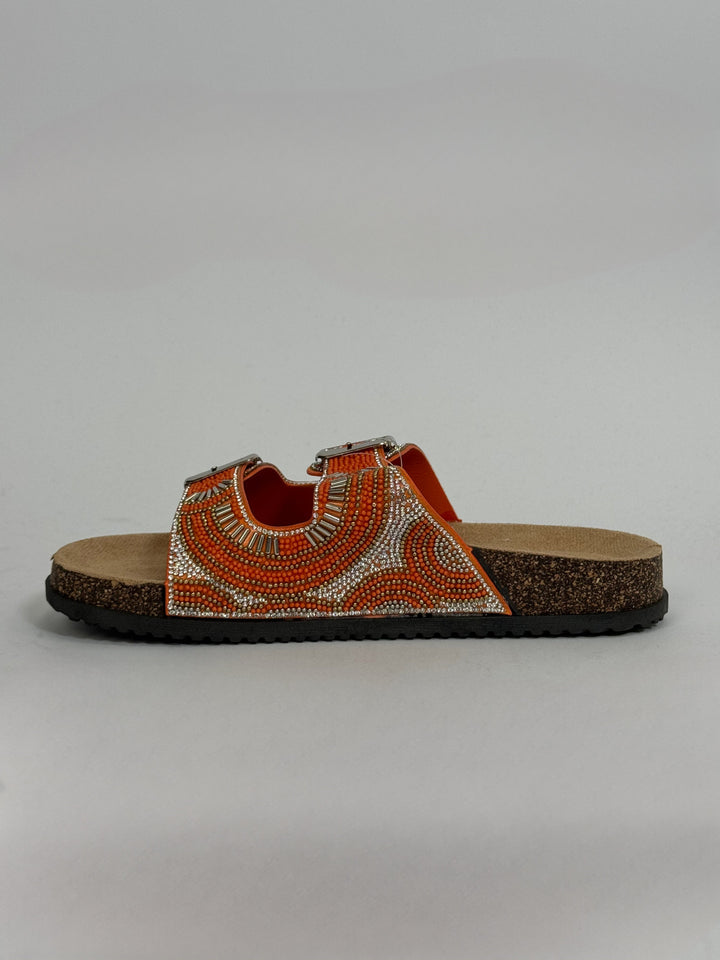 Orange Merano™ chic sandals by Emma & Rose Cape Town, stylish slip-on shoes with a sleek design and comfortable fit.