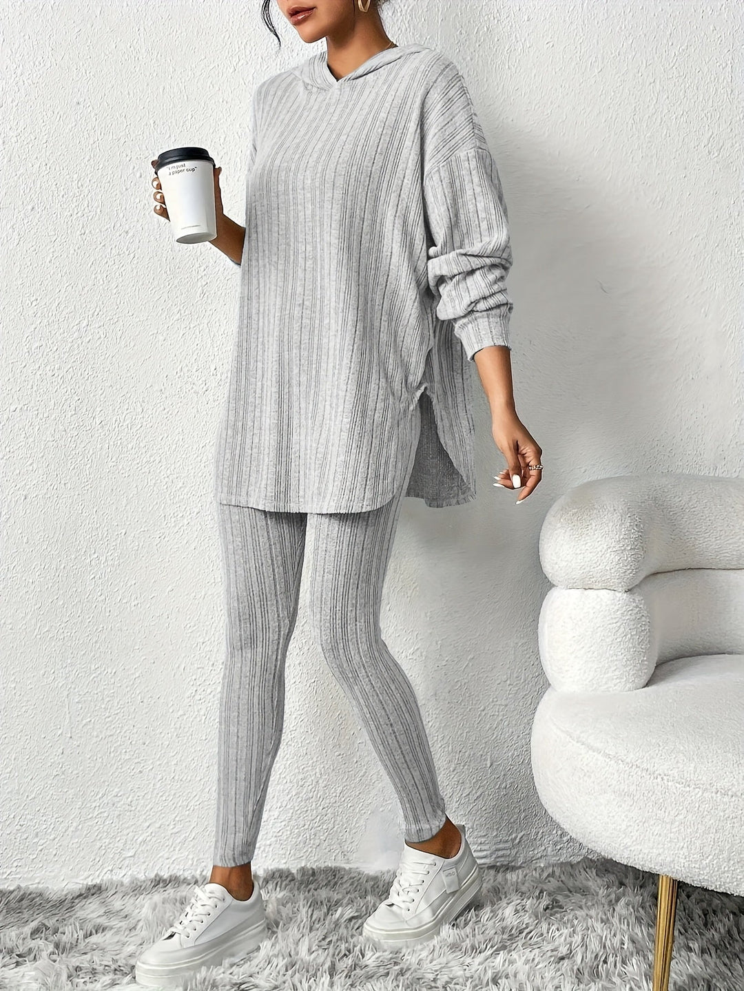 Teal Daniëlle Camden ribbed knit set by Emma & Rose Cape Town, featuring a cozy long-sleeve top and matching pants.