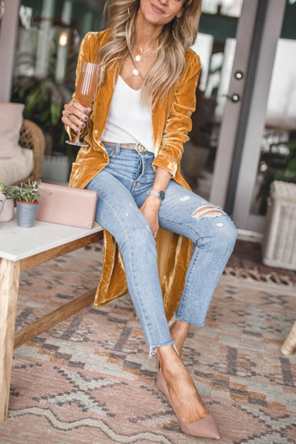 Emma & Rose Cape Town Paya Kimono Coat in gold, stylish long-sleeve top with flowing fabric and kimono-inspired design.
