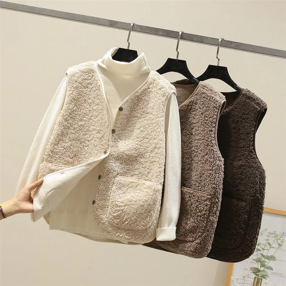 Beige Faye™ vest from Emma & Rose Cape Town featuring luxe soft, luxurious fabrics and a stylish sleeveless design.